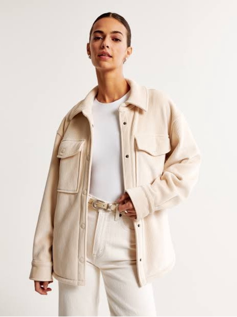 NWT Abercrombie & Fitch Cream Corduroy Shirt Shacket
